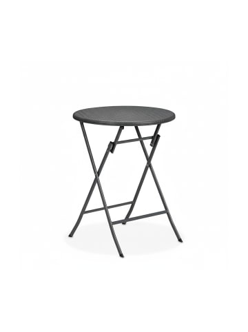 relaxdays Gartentisch "Rattan-Optik" in Grau - (H)75 x Ø 60 cm