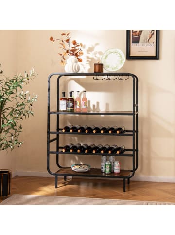 COSTWAY 5 Etagen Weinregal 90 x 35 x 117 cm in Braun