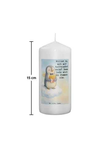 Mr. & Mrs. Panda Kerze Pinguin Engel Pommes Design mit Spruch in Weiß