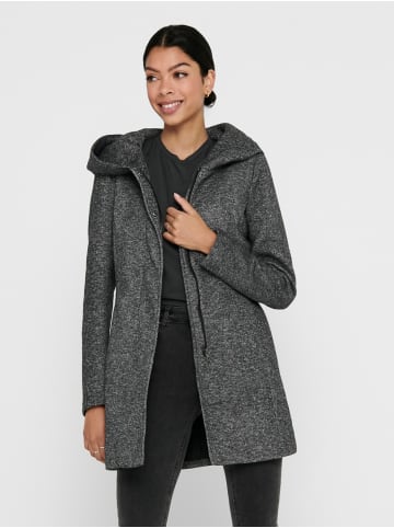 ONLY Langer Mantel ONLSEDONA Coat Strick Jacke mit Großer Kapuze in Dunkelgrau