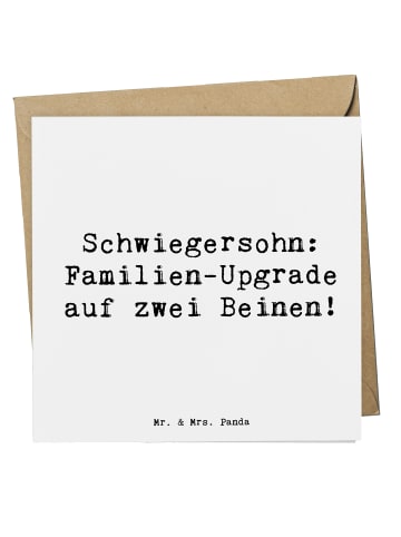 Mr. & Mrs. Panda Einladungskarte Spruch Schwiegersohn Upgrade mi... in Weiß