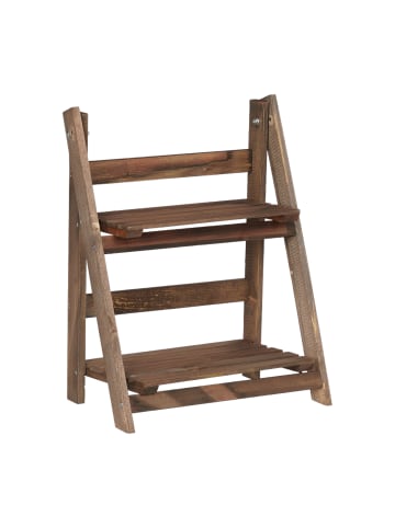 relaxdays Blumentreppe in Dunkelbraun - (B)41 x (H)51,5 x (T)24 cm