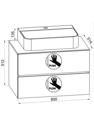 VCM  2-tlg. Waschplatz Waschtisch Lendas S Schublade in Weiß