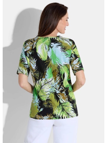 GOLDNER Kurzgröße: Shirt in grün / hellblau / schwarz / gemustert