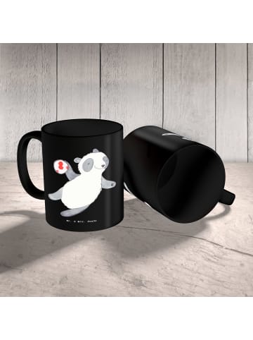 Mr. & Mrs. Panda Tasse Handball Trainerin Dankeschön mit Spruch in Schwarz