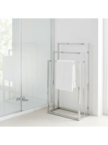 relaxdays Handtuchständer in Silber - (B)46 x (H)82,5 x (T)21 cm