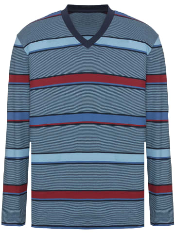 WITT WEIDEN Schlafanzug in marine-rot-gestreift