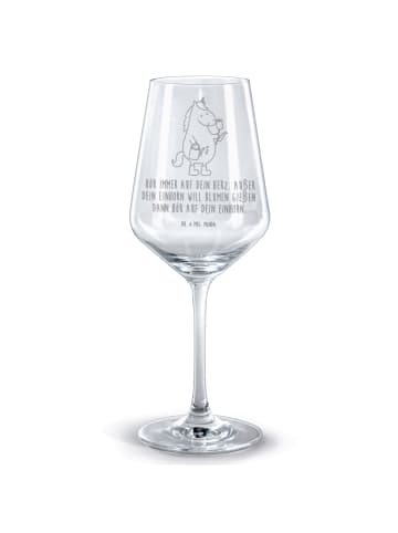 Mr. & Mrs. Panda Rotwein Glas Einhorn Gärtner mit Spruch in Transparent