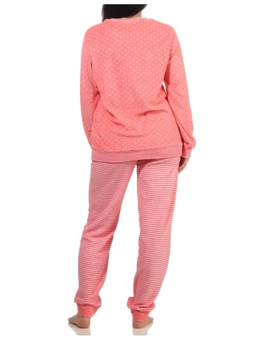 NORMANN Frottee Pyjama Bündchen Herz Tupfen Streifen - 59511 in Rosa