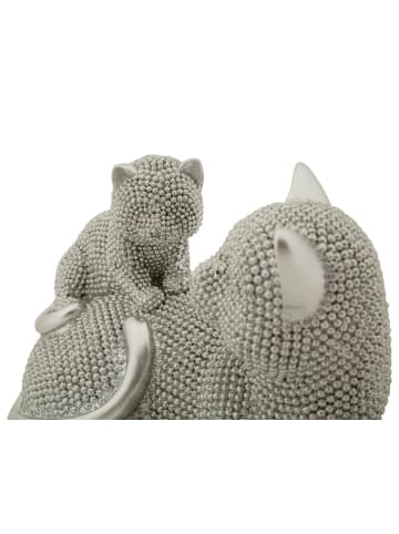 Mauro Ferretti Katze mit Welpe aus silbernem Kunstharz, 19 x 9 x 13 cm