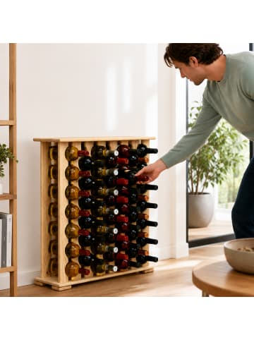 relaxdays Weinregal in Natur - (B)76 x (H)76 x (T)19 cm