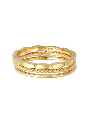 Elli Ring 925 Sterling Silber Ring Set, Geo, Twisted in Gold