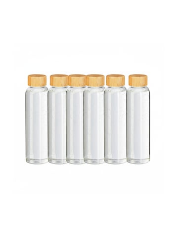 relaxdays 6 x Trinkflasche in Transparent/ Schwarz - 500 ml