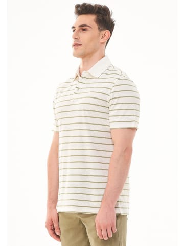 Organication Poloshirt "MOR13643" in Cremeweiß/Oliv
