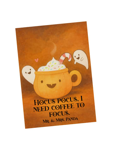 Mr. & Mrs. Panda Ansichtskarte Kaffee Gespenst Design mit Spruch in Weiß