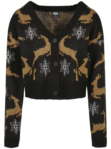 Urban Classics Urban Classics Damen Ladies Short Oversized Christmas Cardigan in black/gold