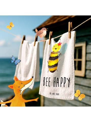 Mr. & Mrs. Panda Handtuch Biene Happy mit Spruch in Weiß