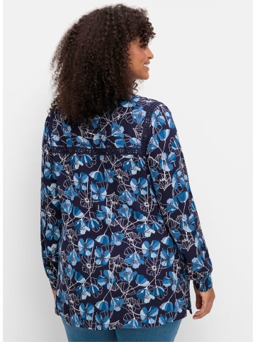 sheego Bluse in marine-gemustert