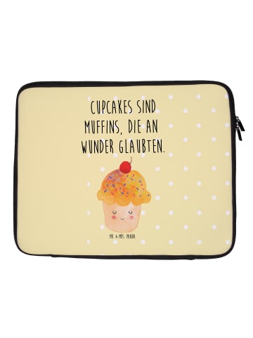 Mr. & Mrs. Panda Notebook Tasche Cupcake mit Spruch in Gelb Pastell