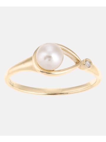 Diamant L'éternel Ring aus 375 Gelbgold mit 0.01 Karat Diamant mit Perle