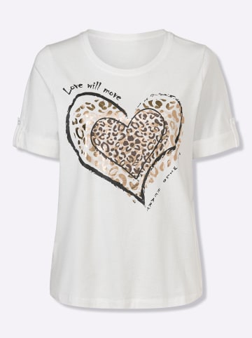 Sieh an! Kurzarm-Shirt in ecru-goldfarben