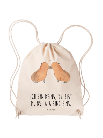Mr. & Mrs. Panda Sportbeutel Capybara Liebe mit Spruch in Creme