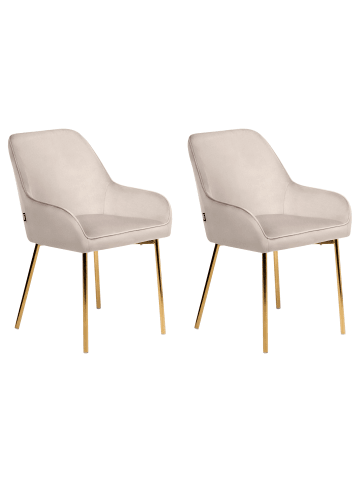 Beliani 2er-Set Esszimmerstuhl LOVERNA in Beige/Gold