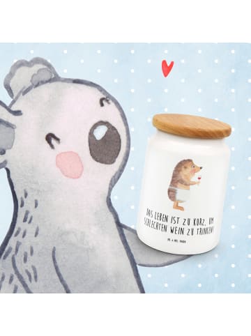 Mr. & Mrs. Panda Vorratsdose Igel Wein mit Spruch in Weiß