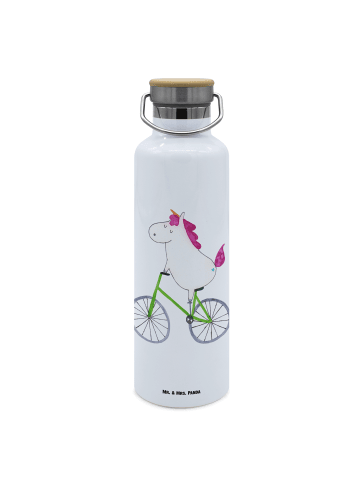 Mr. & Mrs. Panda Sport Trinkflasche Einhorn Radfahrer ohne Spruch in Weiß