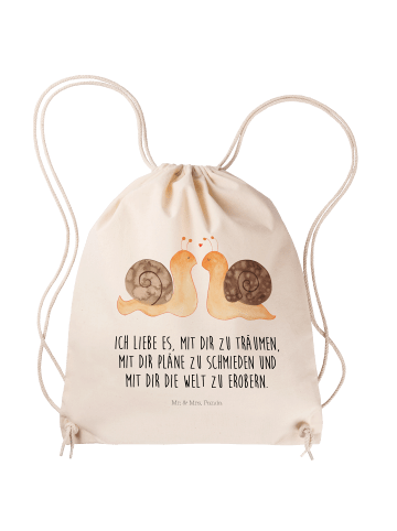 Mr. & Mrs. Panda Drawstring Bag Schnecken Liebe mit Spruch in Creme