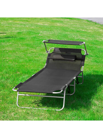 SoBuy Sonnenliege in Schwarz - (B)189 x (H)28 x (T)62cm