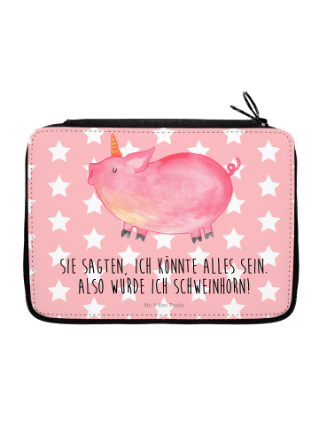 Mr. & Mrs. Panda Bleistiftetui Einhorn Schwein mit Spruch in Rot Pastell