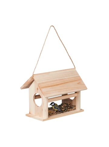 relaxdays Vogelfutterhaus in Natur - (B)30 x (H)24 x (T)21  cm