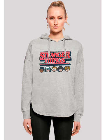 F4NT4STIC Oversized Hoodie Stranger Things Caricature Logo Netflix TV Series in grau