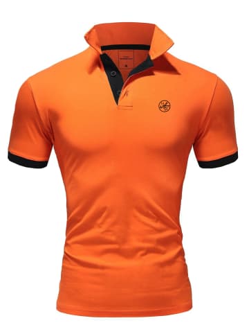 Amaci&Sons Basic Kontrast Polo Shirt MEMPHIS in Orange/Schwarz