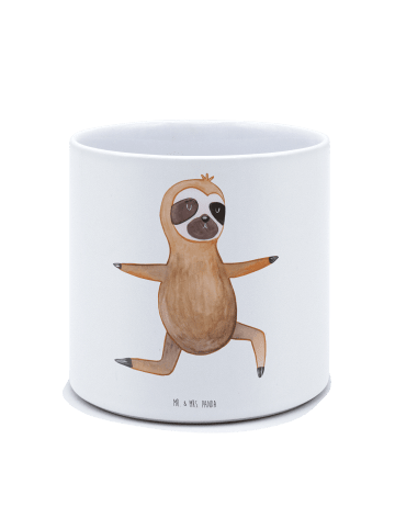 Mr. & Mrs. Panda Blumentopf Faultier Yoga ohne Spruch in Weiß