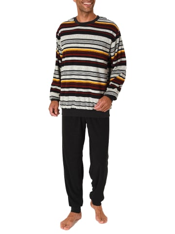 NORMANN Frottee Schlafanzug langarm Bündchen gestreifter - 75468 in gelb