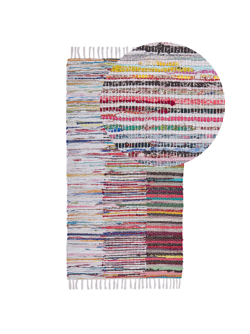 Beliani Kurzflor MERSIN in Bunt/Weiß/Blau - (W) 80 x (H) 1 x (L) 150 cm