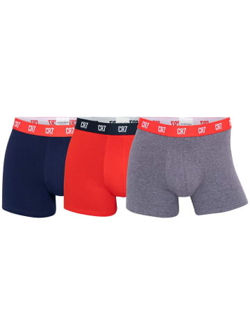 CR7 Boxershort 3er Pack in Dunkelblau/Rot/Grau