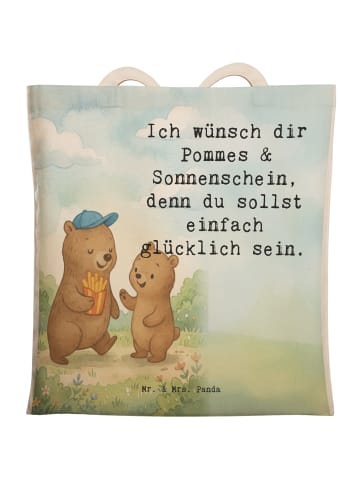 Mr. & Mrs. Panda Shopper Bag Bär Kind Pommes Design mit Spruch in Weiß