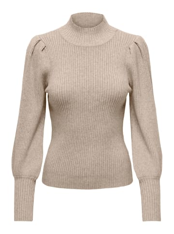 ONLY Basic Strickpullover mit langen Puffärmeln ONLKATIA in Beige