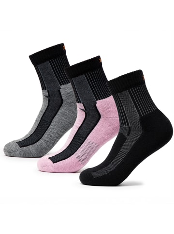 Occulto 3er Pack Merino Wandersocken Makalu 3 Paar | Schwarz-Pink-LightGrey 39-42