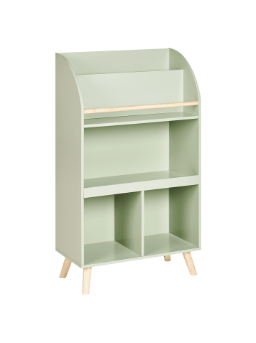 Beliani Bücherregal LILOET in Grün/Heller Holzfarbton - (W) 60 x (H) 102 x (L) 30 cm