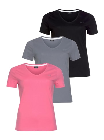 H.I.S. T-Shirt in schwarz, pink, rauchblau