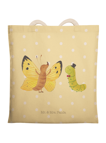 Mr. & Mrs. Panda Einkaufstasche Raupe Schmetterling ohne Spruch in Gelb Pastell