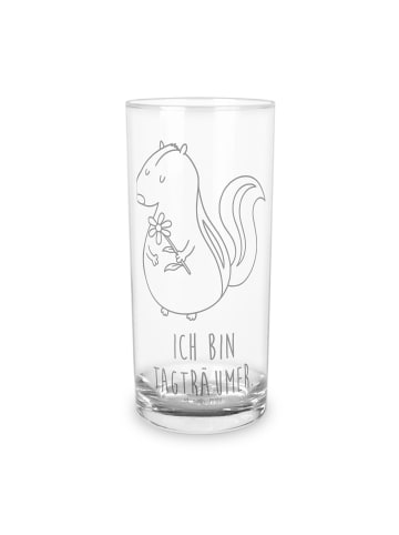 Mr. & Mrs. Panda Trinkglas Stinktier Blume mit Spruch in Transparent