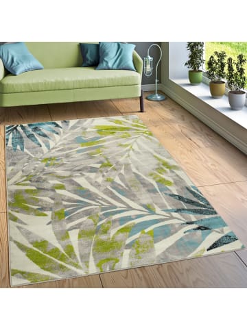 KADIMA DESIGN Teppich Kurzflor Blätter Wohnzimmer in Mehrfarbig