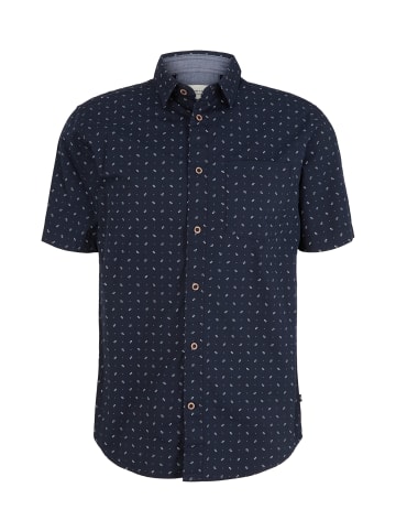 Tom Tailor Gemustertes Kurzarmhemd Basic Print Long Shirt in Navy