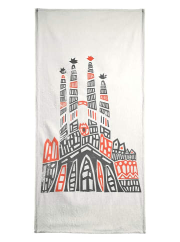 Juniqe Handtuch "Sagrada Familia" in Grau & Rot