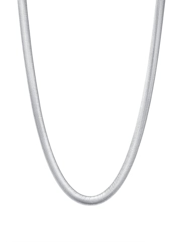 Hey Happiness Halskette Schlangenkette Breit Edelstahl in Silber - (L) 42-47 cm